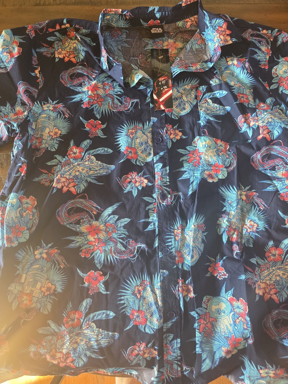 Disney Star Wars Navy Floral & Character Print Short-Sleeve Shirt